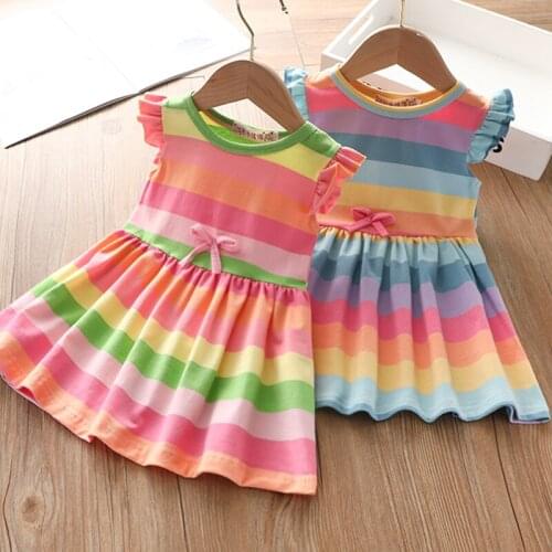 2021 summer baby girl striped dress kids casual cotton sleevelss princess dress