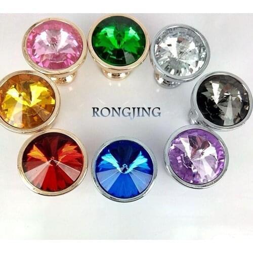 30mm K9 Crystal Cabinet Drawer Knobs Glass Furniture Cabinet Pulls Crystal Dresser Cupboard Handles Closet Knob Shoes Box Pull
