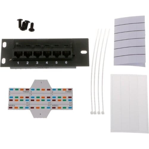 6 Port CAT5 CAT5E Patch Panel RJ45 Networking Wall Mount Rack Mount Bracket HX6A