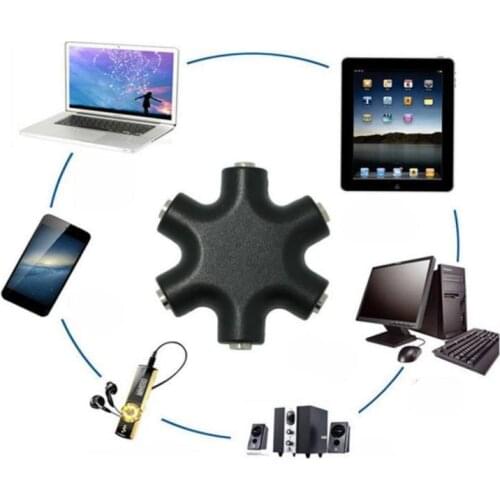 6 In 1 3.5mm Audio Aux Cable Splitter 1 Male To 5 Female Headphone Port 3.5 Jack Share Adapter For Tablet MP3 MP4 Mobile Phone