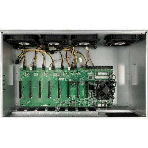 8-GPU slot Ethereum ETH mining rig miner barebone 1850w PSU G1820@2.8Ghz/4GB/128GB SSD 5.5mm gap Windows10 No GPU