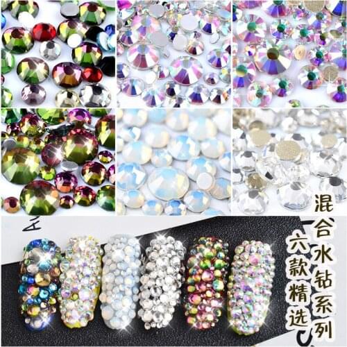 800 Pcs/Pack Flat back Crystal Mix AB Rhinestones for Nails Accessories Colorful Nail Art Rhinestone Gems Diamond for a manicure
