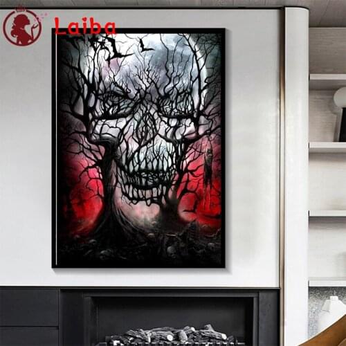 Diamond Embroidery Horror ghost skull Full Square Diamond Mosaic Diamond Painting Picture Home Decoration Rhinestone Landscape