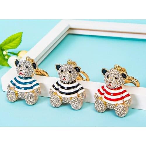Handmade DIY Craft Rhinestone Bomgom Cartoon Popobe Melancholy Bear Keychain Cute Bag Ornament Stand Cartoon Metal Keychain