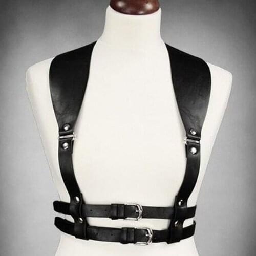 Women sexy Punk faux Leather Wide belt Body Bondage Cage Punk Sculpting Harness Waist Belt Straps Suspenders Belt