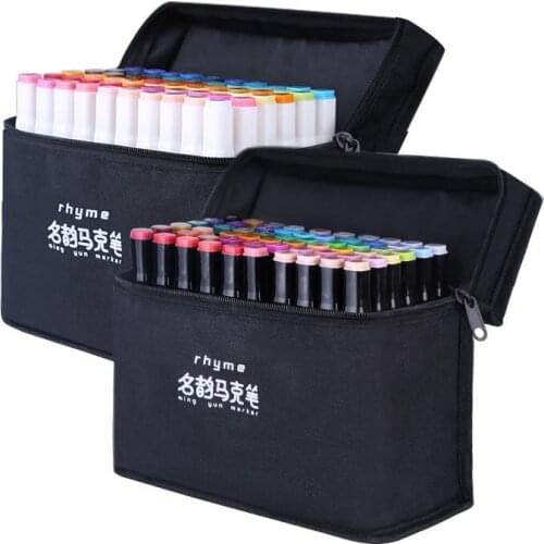 12/24/36/48/60 Colors Dual Tip Art Marker Pens Fine Liner Markers Watercolor Drawing Painting Pen Brush School Supplies 04379