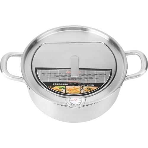 Japanese Style Deep Frying Pot Thermometer Tempura Fryer Pan Temperature Control Fried Chicken Pot Cooking Tools