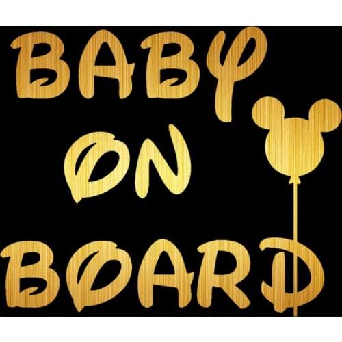 HungMieh 15*12.8cm Gold Baby On Board Car Stickers Vinyl 3D Funny Kid Baby in Car Decal Reflective Sticker on Car Styling