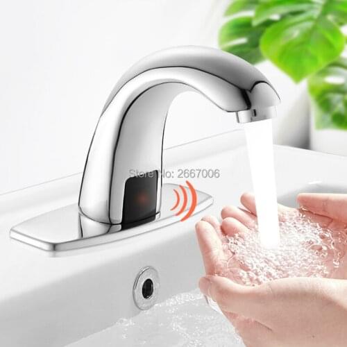 Free Shipping GIZERO Bathroom Hands Touch Free Auto Sensor Faucet water saving Inductive electric Water Tap battery power ZR6101