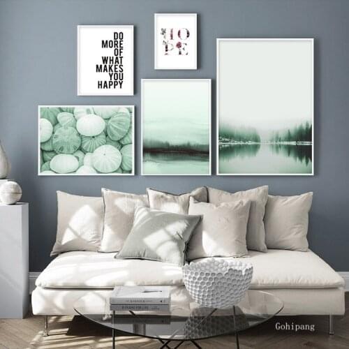 Green Forest Picture Scandinavian Abstract Poster Nordic Motivational Print Nature Scenery Wall Art Canvas Painting Modern Decor