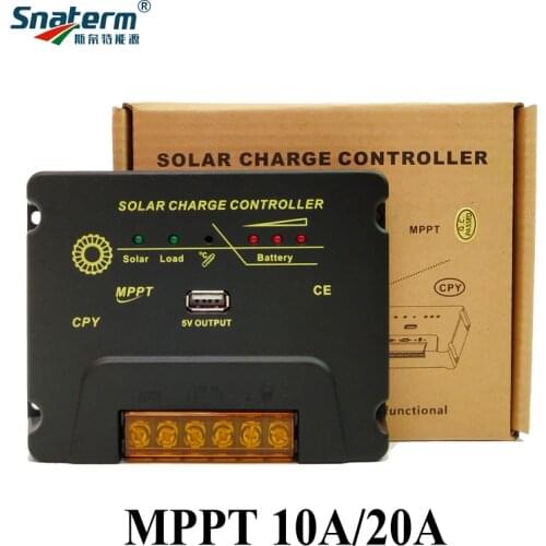 MPPT 20A 10A Solar Charger Controller 12V/24V Battery Panel Regulators Charger With USB 5V Output Max PV Input Voltage 50V DC