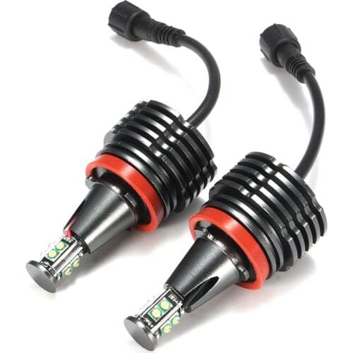 2x LED 80W Angel Eyes Halo Light H8 Bulb For BMW E90 E92 E82 E60 E70 X5 6000K HID White 40W 12V LED Light Car Light Accessories