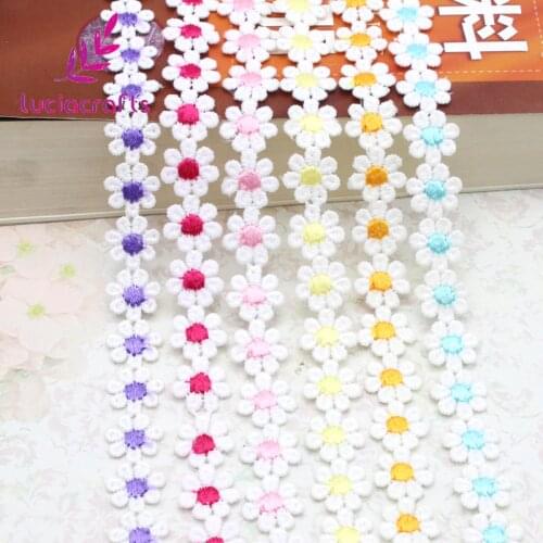Lucia Crafts Embroidery Daisy Flower Lace for Home Decoration DIY Accessories 1yard/lot N0817