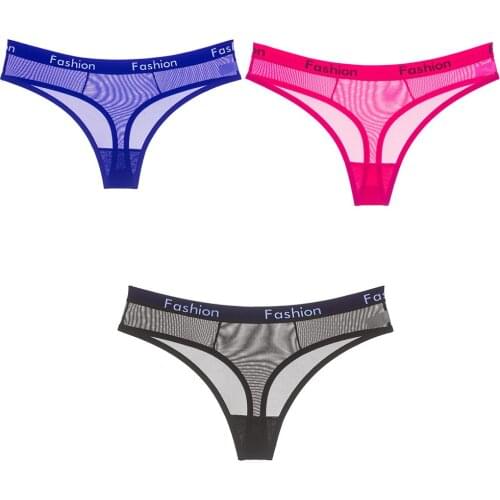 MEIZICHARMS 3Pcs Woman Panties New Hot Briefs Underwear Fashion Thong Size Panty Transparent Intimates Letter Sale Sexy Cotton