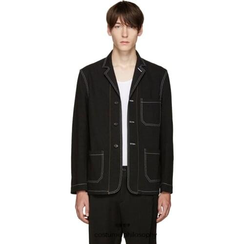 Homemade 2019 new mens suit with loose thread and short style. S-6XL