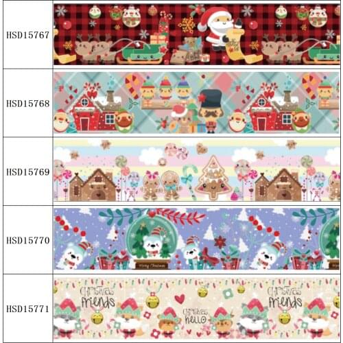 22MM 25MM 38MM 50MM 75mm Printed Pattern Christmas on Grosgrain Ribbon for diy ribbon