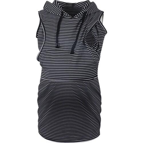 New Style Pnursing Dresses Breastfeeding For Women Maternity Breastfeeding Striped Hooded Dress With Pocket Camison Premama