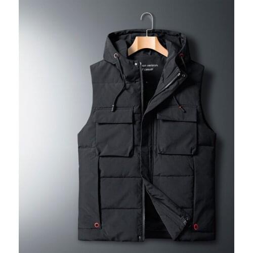 Autumn And Winter Running Black Hiking Vest Jackets Winter Clothes Men And Women Warm Thick Dark Green Vest Big Size Hooded Vest