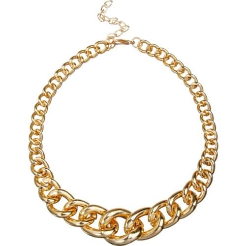 New Gothic Chunky Link Choker Necklace Collar Statement Hip Hop Big Chunky Aluminum Gold Thick Chain Necklace Women Jewelry