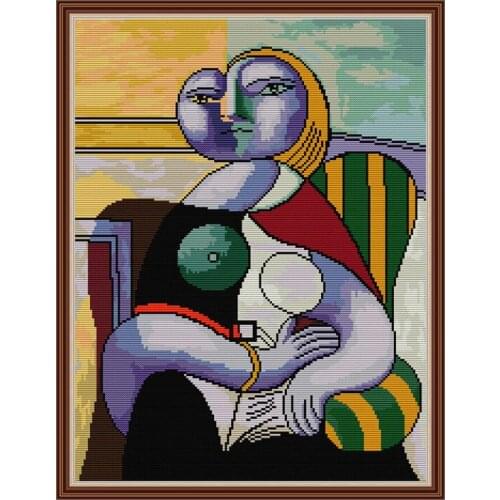 Picasso-Reading cross stitch kit aida 14ct 11ct count printed canvas stitches embroidery DIY handmade needlework