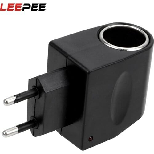 LEEPEE EU US Plug Converter AC 220V To DC 12V Auto Accessories Interior Parts Black Car Cigarette Lighter Adapter