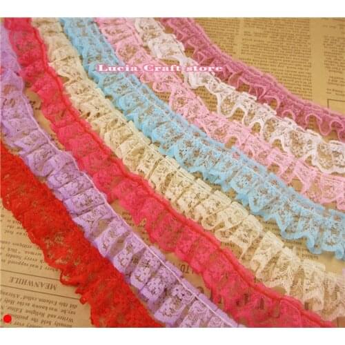 Sale Lucia crafts 22mm Multi colors options embroidered fold lace decoration accessories 2y/lot V0104