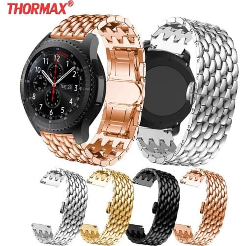 22mm For Gear S3 Frontier Strap Metal Stainless Steel Watchband For Samsung Galaxy watch 46 mm watchstrap bracelet wrist strap