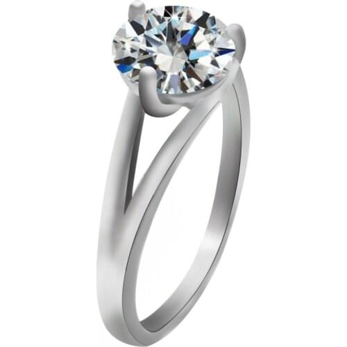 Luxurious Shiny Clear Faceted Zircon Special Designed Elegant Silver Plated Rings For Women