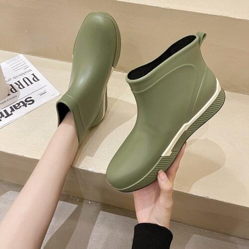Fashion Womens Shoes New Style Rain Rubber Shoes with Fleece Warm Non-slip Garden Boots Boots for Women Waterproof Work