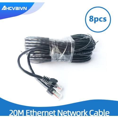 Value 8 pcs 20M 65ft cat5 Ethernet Network Cable RJ45 Patch Outdoor Waterproof LAN Cable Wires For CCTV POE IP Camera System