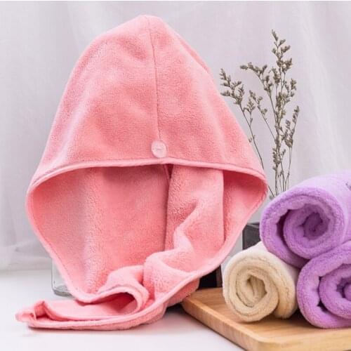 Girls Hair Drying Hat Quick-dry Hair Towel Cap Hat Bath Hat Microfiber Solid Towel Cap Super Absorption Turban Hair Dry Cap