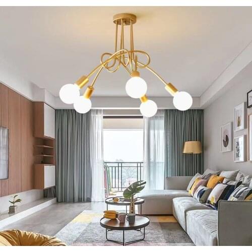 Nordic modern creative curve E27 chandelier dining room living room bedroom iron chandelier