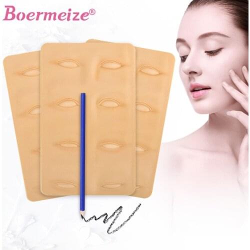 Practice Skin 3D Eyebrow Permanent Makeup Soft Silicone Eyebrow Liner Microblading Beauty Cosmetic Fake False Brow for Beginners