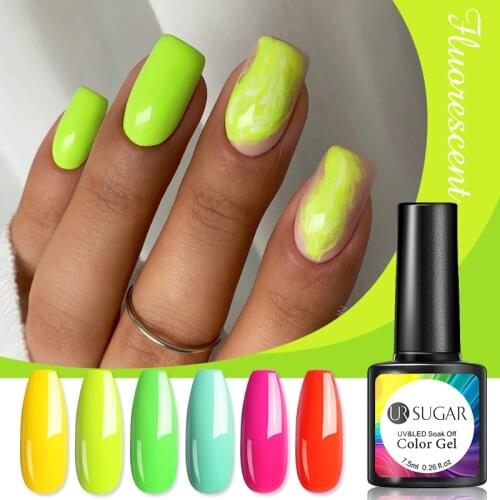 UR SUGAR Neon Gel Nail Polish Hybrid Fluorescence Gel Varnishes Bright Nail Art Salon Semi Permanent Soak off UV LED Gel Polish