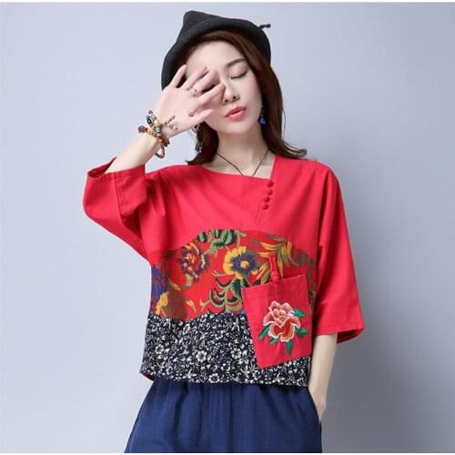 Harajuku Tang Suit Clothing Casual Chinese Traditional Blouse 2021 Summer Fashion China Style Vintage Hanfu Women Cheongsam Tops