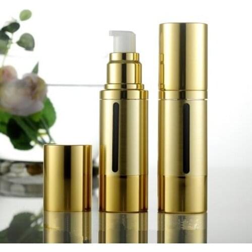 30ml High-end Gold Airless Vacuum Pump Lotion Shampoo Bottle Cosmetic Container Travel Refillable Bottles for Makeup Products