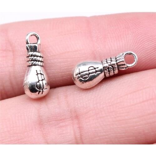 WYSIWYG 10pcs 16x8x7mm 2 Colors Antique Silver Color Antique Bronze Plated Money Bag Charm Money Lucky Charms Money Luck Charms