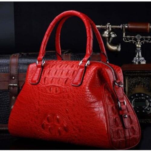 Ourui true The crocodile female handbag One shoulder Oblique cross package Female bag women handbag