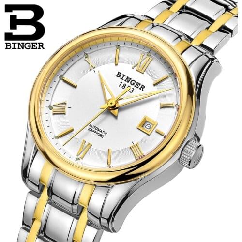 New Switzerland BINGER Women Watches Luxury Brand Mechanical Watch Women Sapphire stainless Steel montre femme Clock B5002L-3