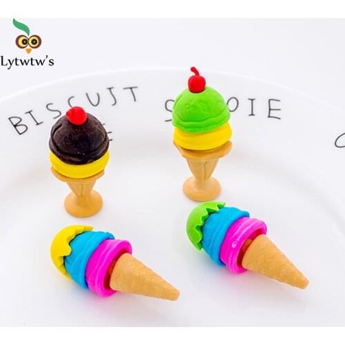 1 PCS Cute Kawaii Ice Cream Student Stationery School Office Supplies Children Erasers For Kids Gift Creative Rubber Eraser