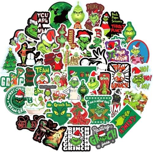 10/30/50pcs/pack How the Grinch Stole Christmas Movie Stickers For Furniture Wall Desk DIY Chair Toy Car Trunk Computer Decal