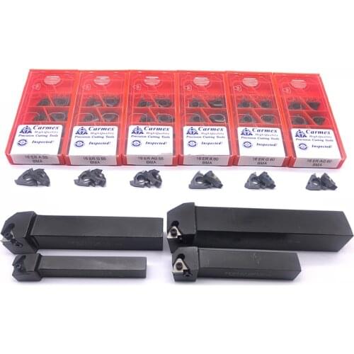 10PCS 16ER AG60 AG55 Threaded Turning Inserts+ 1PC SER1212H16 12mm 16mm 20mm 25mm Tool Holder with Wrench for Lathe Turning Tool