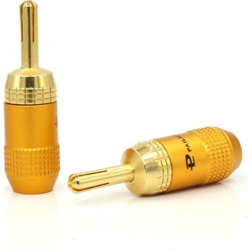 10 PCS/lots PAILICCS Gold Plated Banana Plug Connector for Speaker Cable Solder Free