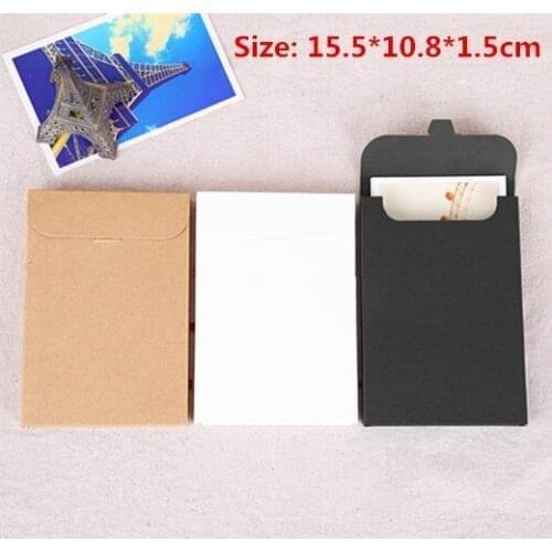 1500pcs/lot-15.5*10.8*1.5cm Blank Black White Kraft Paper Boxes for Postcards Invitation Card Wedding Party Favor Gift Boxes