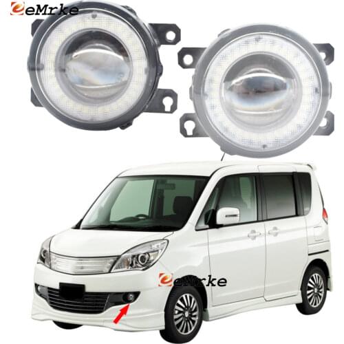 2 Pieces Car LED Lens Fog Lights Assembly Angel Eye DRL Daytime Runinng Light for Mitsubishi Delica D2 Mb15S 2011 2012 2013-2015