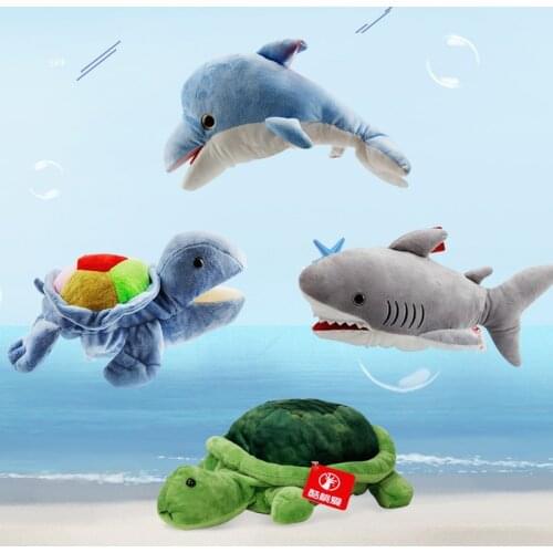 25cm Aquariums Sea animal puppet new childrens teaching activities tell stories dolphin shark turtle puppet play toys