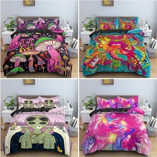 3D Psychedelic Print Bedding Set Soft Duvet Cover Set Microfiber Comforter Cover With Pillowcase King Queen Size Bedclothes
