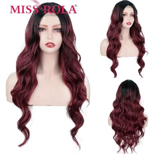 MISS ROLA Long Water Wave Wig With Burgundy Heat-Resistant Synthetic Wig For Women