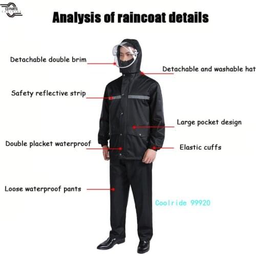 Raincoat Rain Pants Suit Electric Scooter Motorcycle Raincoat Jacket Male Long Full Body Thickened Anti-storm Rainy Riding