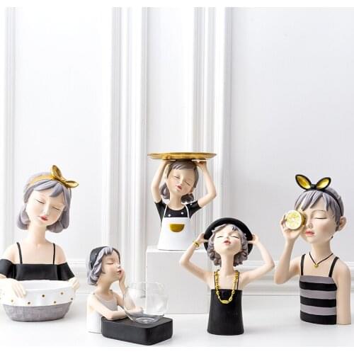 European cartoon Hars Character Sculpture Pictures Pretty girl Loaded Living room Bedroom Living room Decoration Wedding gift